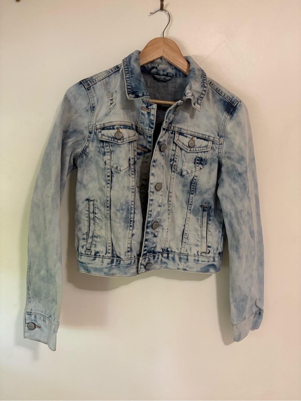 Aeropostale 100% Cotton Denim Jean Jacket Light Blue Acid Wash Women’s Large